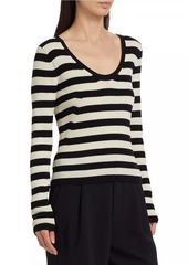 ATM Anthony Thomas Melillo Striped Wool U-Neck Sweater