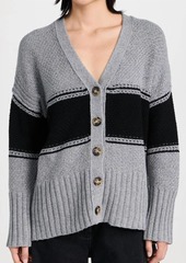 ATM Anthony Thomas Melillo Wool Blend Oversized Cardigan In Cloud Grey/black