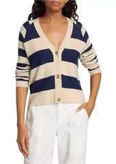 ATM Anthony Thomas Melillo Wool-Cotton Blend Stripe Cardigan