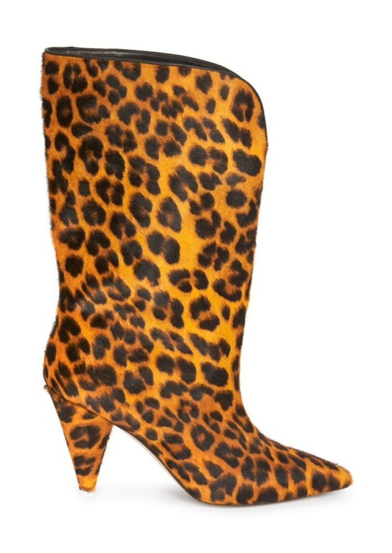leopard mid calf boots