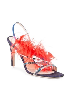 Attico Whip Snake Feather Strappy Sandals