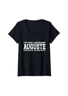 Womens Auguste Personal Name First Name Funny Auguste V-Neck T-Shirt