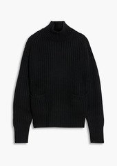 Autumn Cashmere - Brushed ribbed-knit turtleneck sweater - Black - M