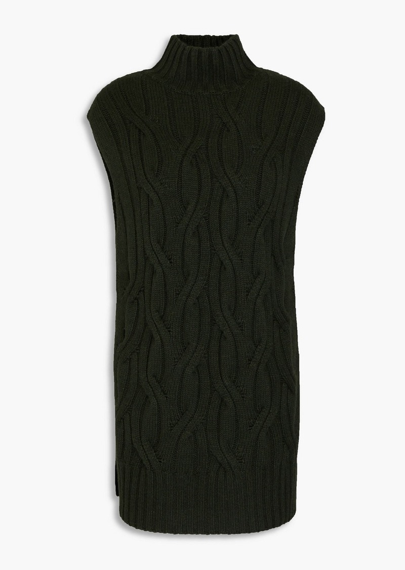 Autumn Cashmere - Cable-knit turtleneck vest - Green - XS