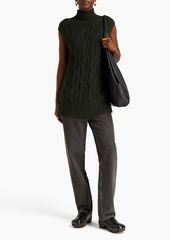 Autumn Cashmere - Cable-knit turtleneck vest - Green - XS