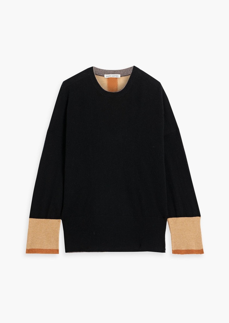 Autumn Cashmere - Color-block cashmere sweater - Black - XS