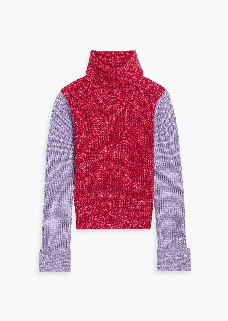 Autumn Cashmere - Color-block cashmere turtleneck sweater - Purple - S