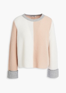 Autumn Cashmere - Color-block ribbed cashmere sweater - White - M