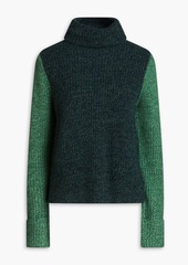 Autumn Cashmere - Color-block ribbed cashmere turtleneck sweater - Green - XS