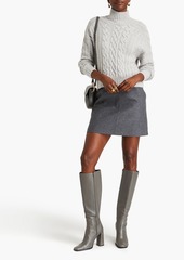 Autumn Cashmere - Cropped cable-knit turtleneck sweater - Neutral - S