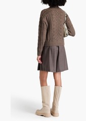 Autumn Cashmere - Cropped cable-knit turtleneck sweater - Neutral - XS