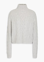 Autumn Cashmere - Cropped cable-knit turtleneck sweater - Neutral - XS