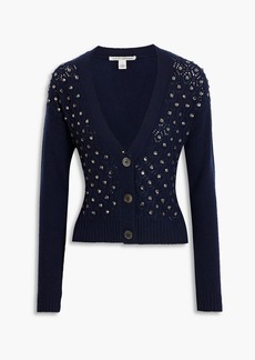Autumn Cashmere - Crystal-embellished cable-knit cashmere cardigan - Blue - S