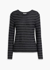 Autumn Cashmere - Crystal-embellished striped cashmere-blend sweater - Gray - S