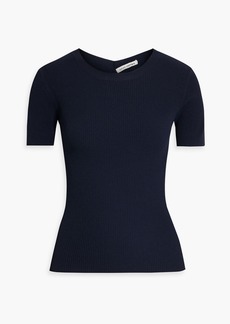 Autumn Cashmere - Cutout ribbed-knit top - Blue - XS