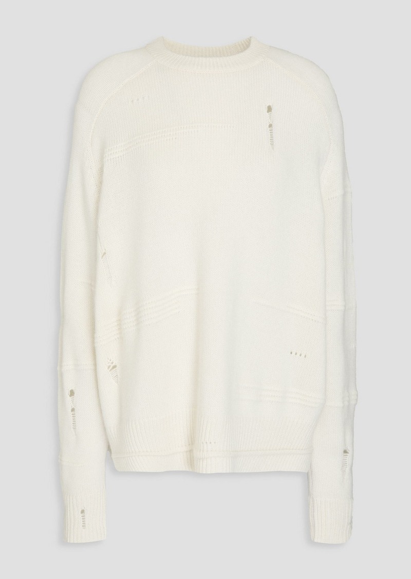 Autumn Cashmere - Distressed cashmere sweater - White - XS