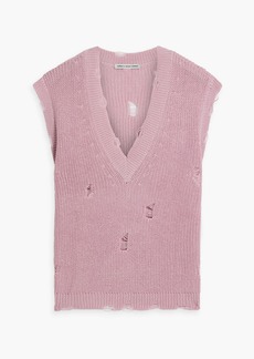 Autumn Cashmere - Distressed cotton sweater - Pink - S