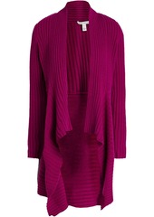 Autumn Cashmere - Draped ribbed-knit cardigan - Purple - XS