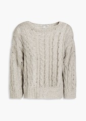 Autumn Cashmere - Embellished cable-knit cashmere-blend sweater - Gray - M