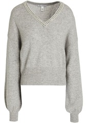 Autumn Cashmere - Embellished mélange cashmere sweater - Gray - L