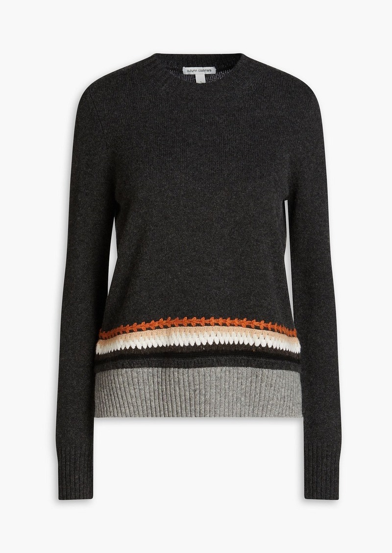 Autumn Cashmere - Embroidered cashmere sweater - Gray - XS