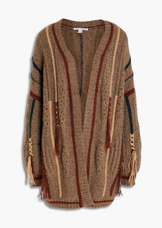 Autumn Cashmere - Fringed Donegal cashmere cardigan - Brown - XS