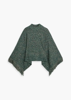 Autumn Cashmere - Fringed Donegal knitted poncho - Green - XS