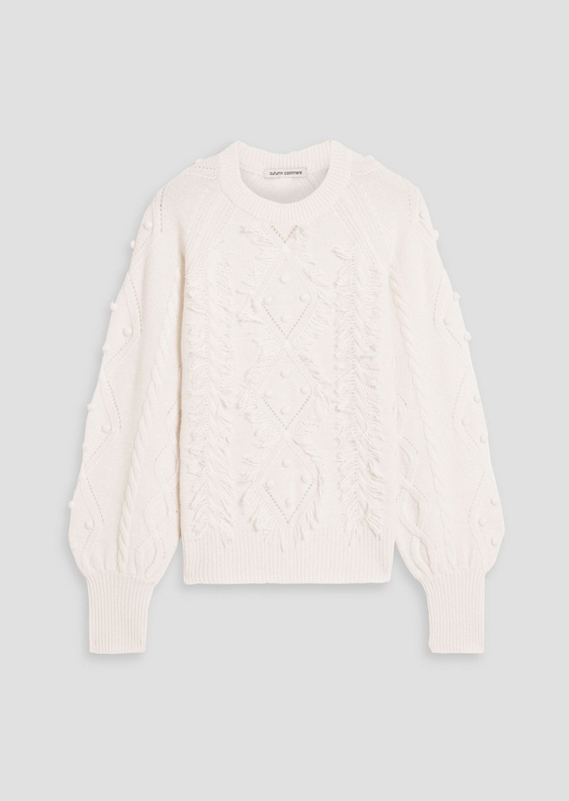 Autumn Cashmere - Fringed embellished cable and pointelle-knit cashmere sweater - White - XS