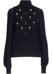 Autumn Cashmere - Juliette embroidered knitted turtleneck sweater - Blue - L