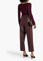 Autumn Cashmere - Off-the-shoulder twist-front metallic cashmere-blend sweater - Burgundy - XS