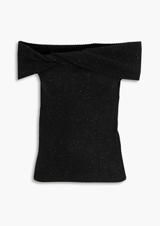 Autumn Cashmere - Off-the-shoulder twisted metallic cashmere-blend top - Black - XL