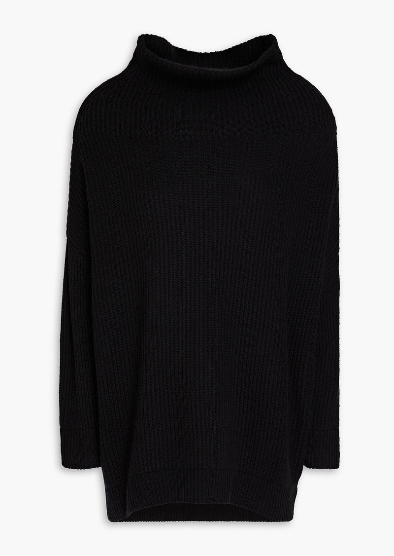 Autumn Cashmere - Oversized ribbed cashmere turtleneck sweater - Black - XS