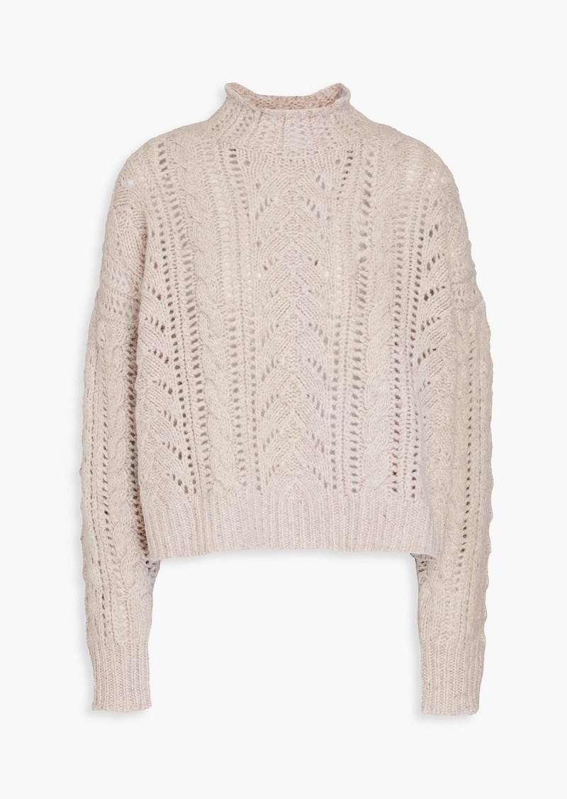 Autumn Cashmere - Pointelle-knit cashmere turtleneck sweater - Neutral - XS