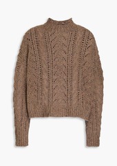 Autumn Cashmere - Pointelle-knit cashmere turtleneck sweater - Brown - S