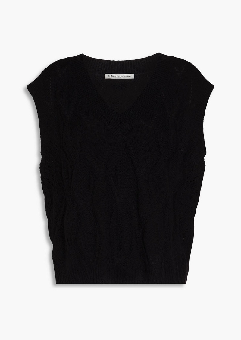 Autumn Cashmere - Pointelle-knit cashmere vest - Black - XS