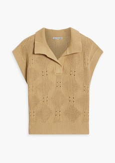 Autumn Cashmere - Pointelle-knit cotton polo sweater - Neutral - S