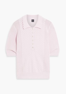 Autumn Cashmere - Pointelle-knit polo shirt - Pink - S