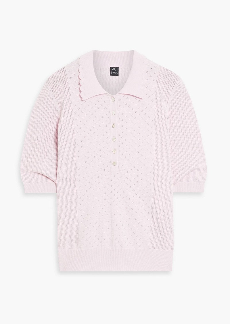 Autumn Cashmere - Pointelle-knit polo shirt - Pink - S