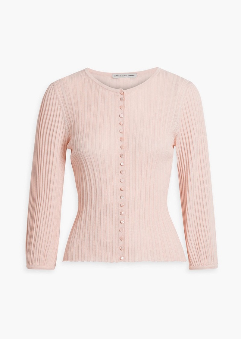Autumn Cashmere - Ribbed cotton cardigan - Pink - L