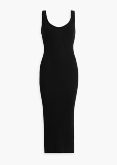 Autumn Cashmere - Ribbed cotton midi dress - Black - L