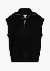 Autumn Cashmere - Ribbed-knit half-zip vest - Black - M
