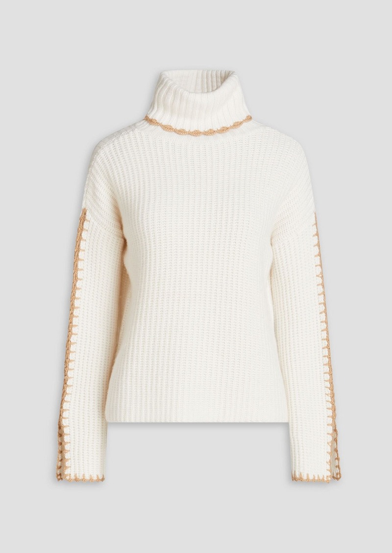 Autumn Cashmere - Ribbed-knit turtleneck sweater - White - S