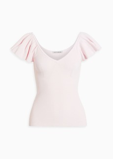 Autumn Cashmere - Ruffled ribbed-knit top - Pink - XS