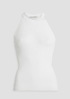 Autumn Cashmere - Scalloped cutout ribbed-knit halterneck top - White - L