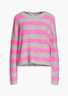 Autumn Cashmere - Striped bouclé-knit merino wool-blend sweater - Pink - XL
