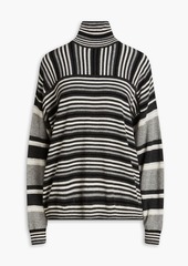 Autumn Cashmere - Striped cashmere turtleneck sweater - Gray - XS