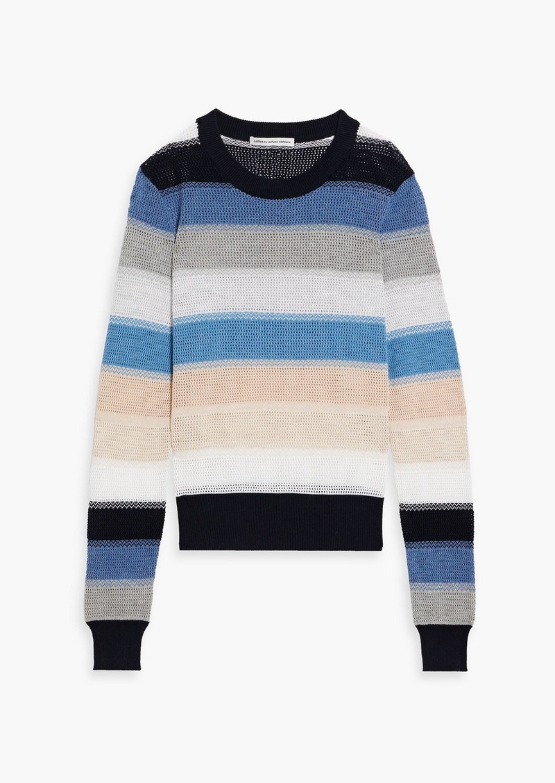 Autumn Cashmere - Striped open-knit cotton sweater - Blue - XS