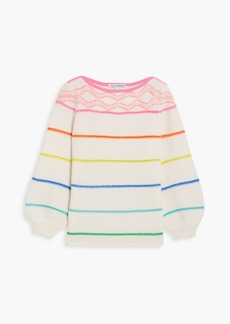 Autumn Cashmere - Striped pointelle-knit cashmere sweater - White - S