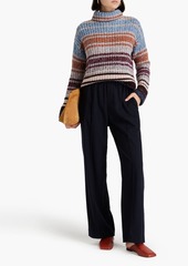 Autumn Cashmere - Striped ribbed cashmere turtleneck sweater - Multicolor - S