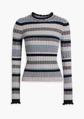 Autumn Cashmere - Striped ribbed cotton sweater - Gray - XS